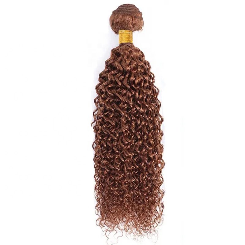 Kinky Curly Human Hair Bundles Weaves Blonde Brown Colorful Weft Brazilian Human Hair Weave Bundles 100% Human Hair Extension