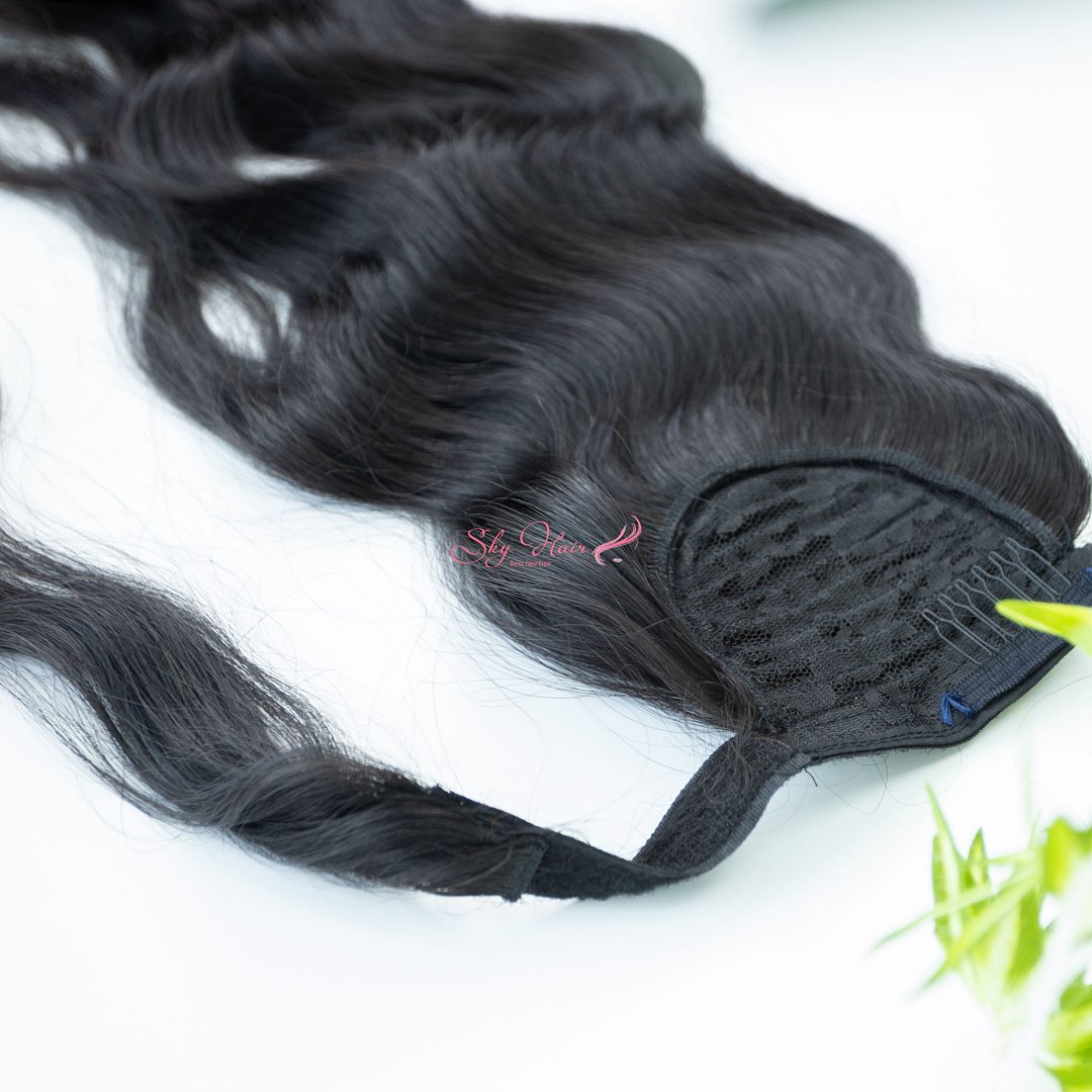 Cambodian Wavy Real Human Hair Ponytails Extensions Wholesale Clip In Human Hair Wrap Around Drawstring Ponytail Human Hair