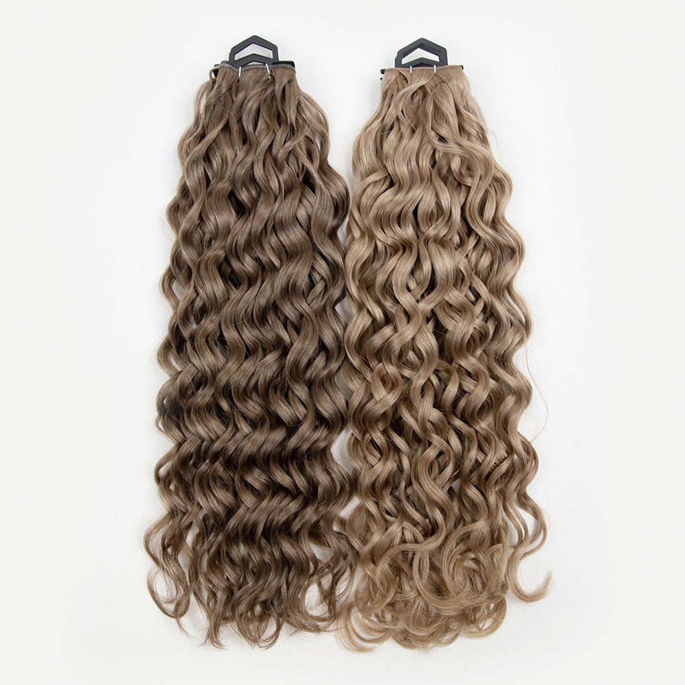 Russian natural curly genius weft wholesale ready to ship soft natural human hair extensions genius weft