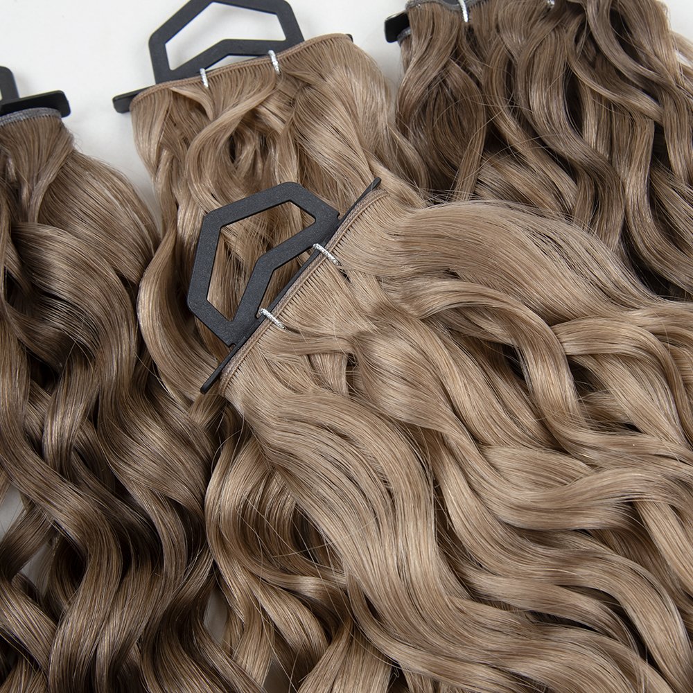 Russian natural curly genius weft wholesale ready to ship soft natural human hair extensions genius weft
