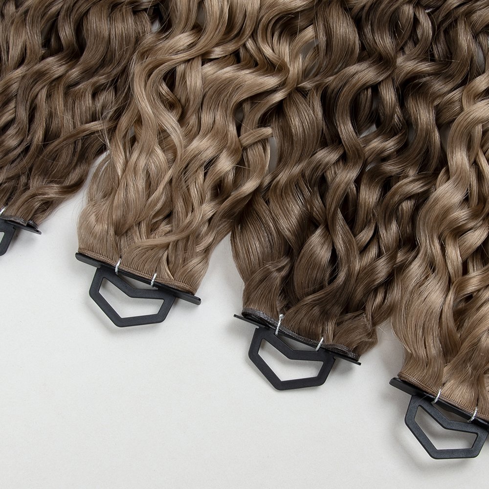 Russian natural curly genius weft wholesale ready to ship soft natural human hair extensions genius weft