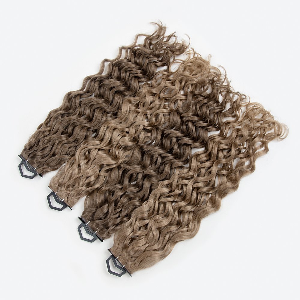 Russian natural curly genius weft wholesale ready to ship soft natural human hair extensions genius weft