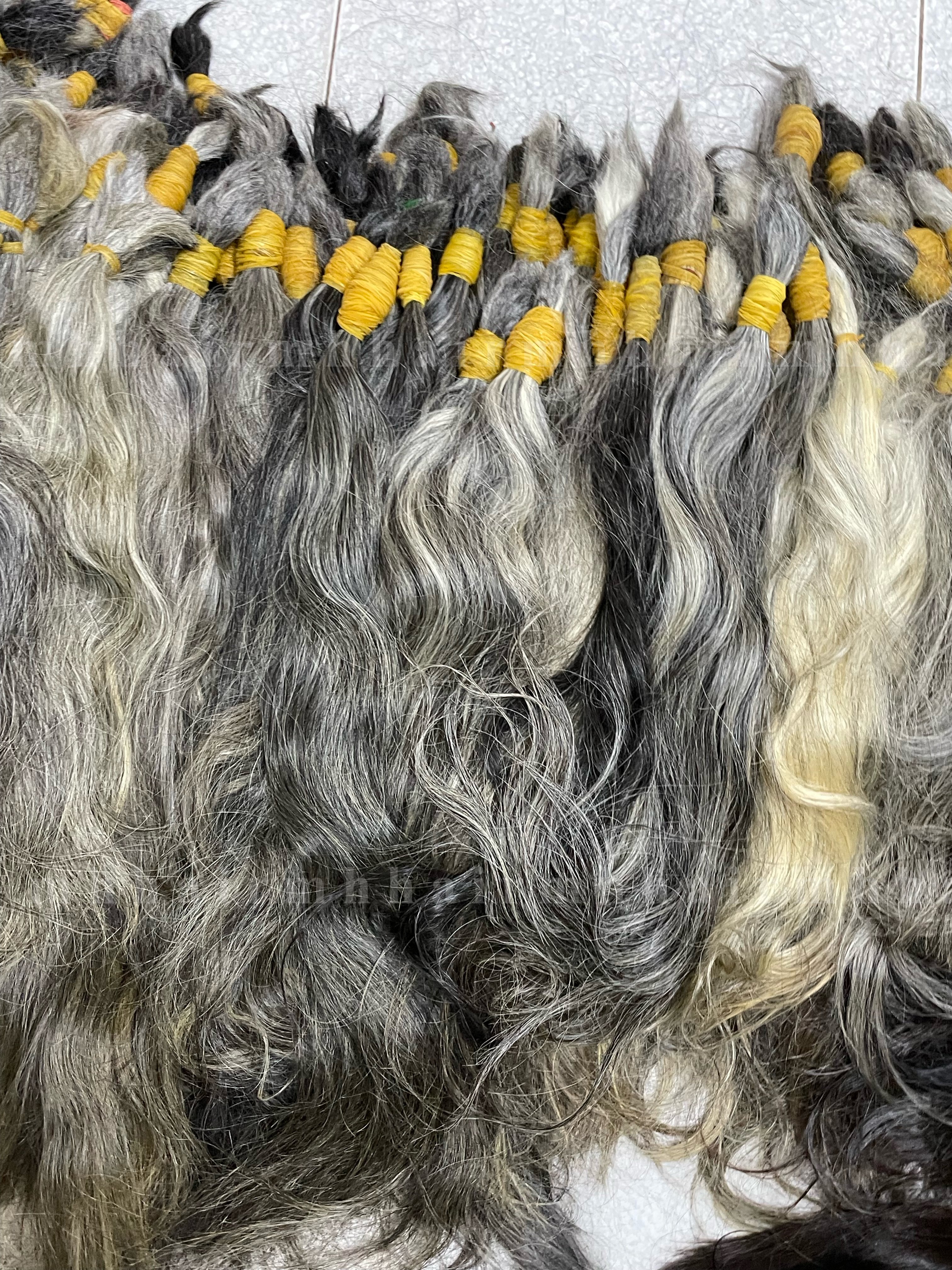 Premium Human Hair Bulk Natural Grey Single Donor Hair Extensions Remy Virgin Natural Color Hair