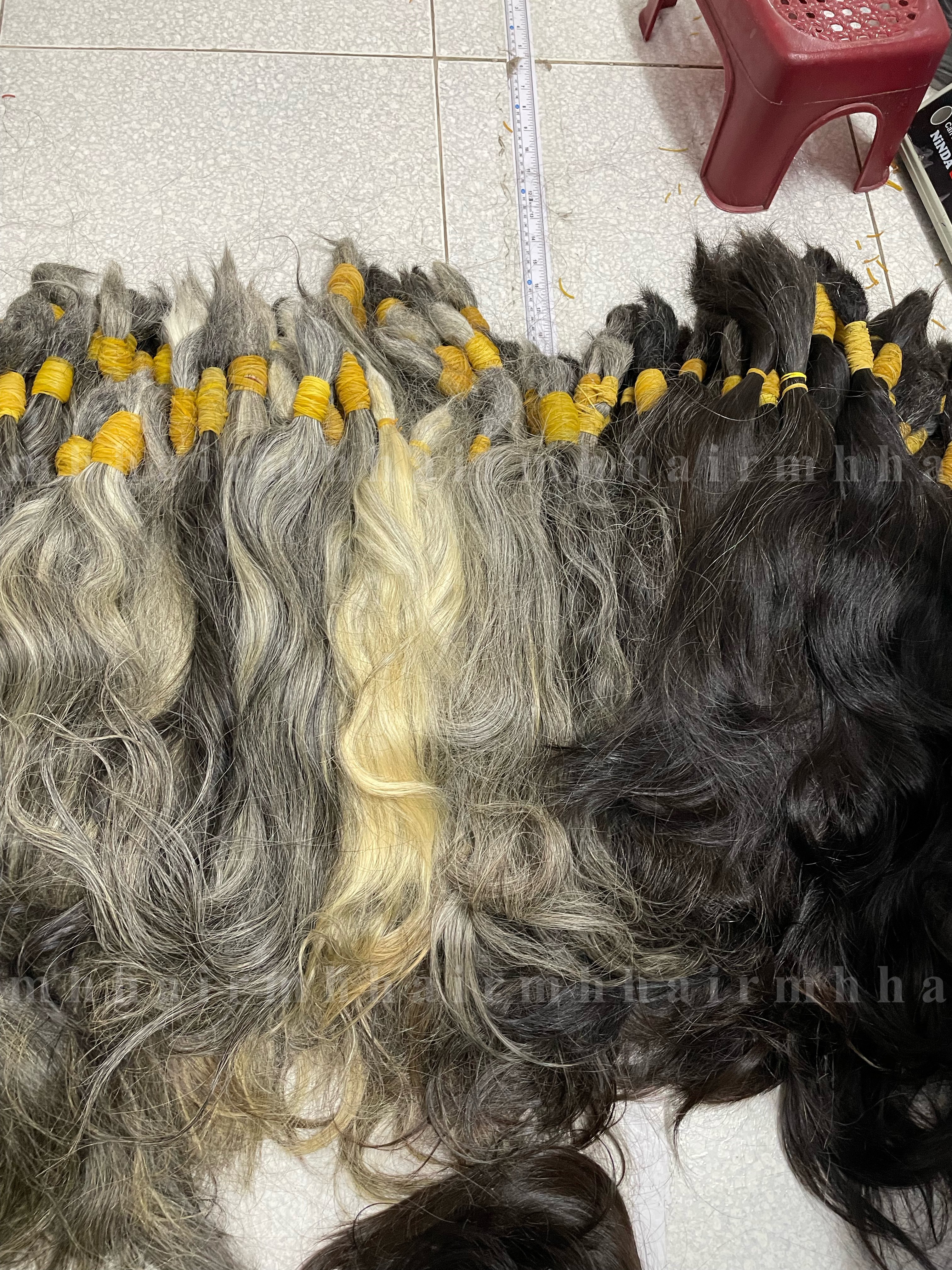 Premium Human Hair Bulk Natural Grey Single Donor Hair Extensions Remy Virgin Natural Color Hair