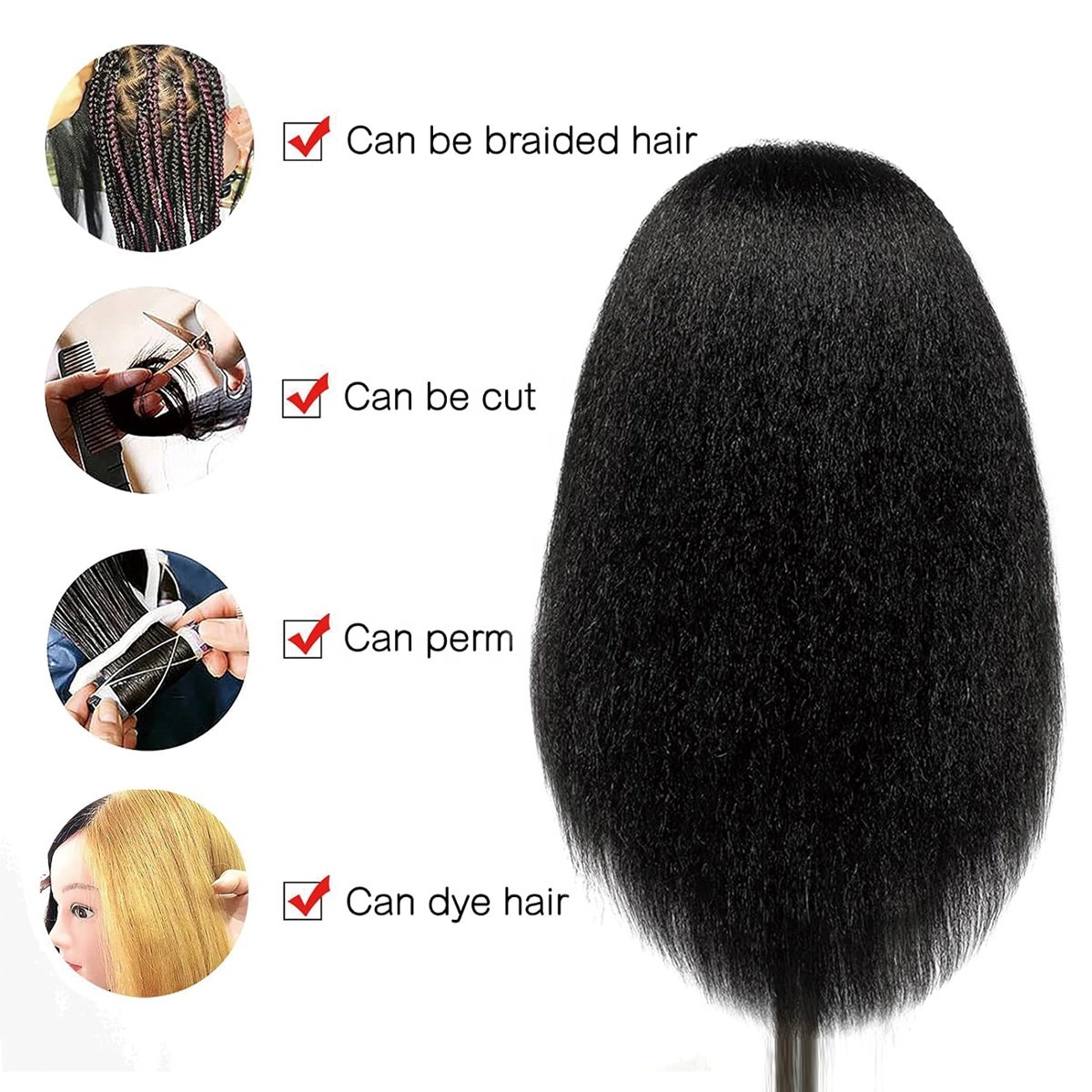 Professional college doll head Human Hair Hairdressing Training Head afro mannequin head with Natural Hair