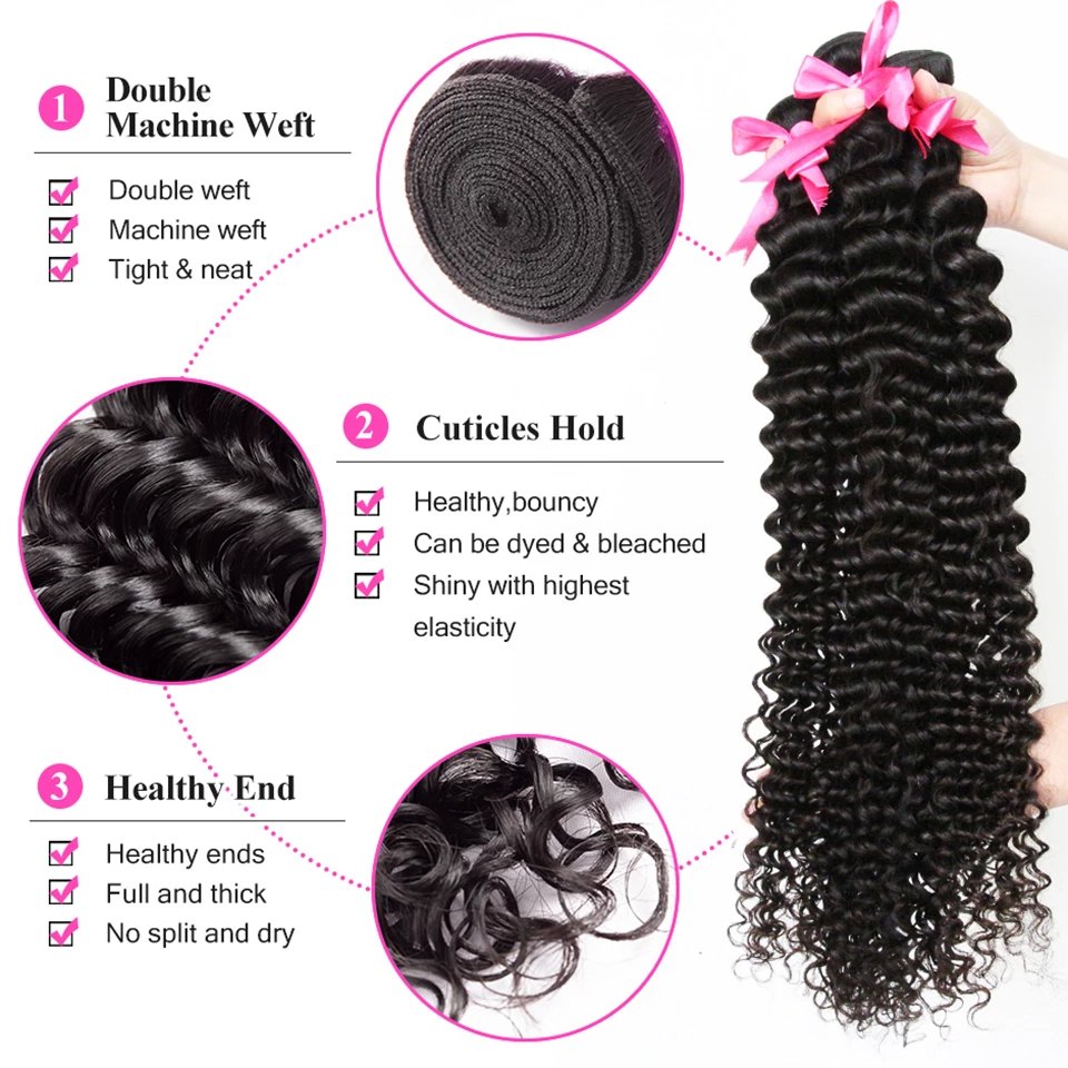 Cheap Deep Curly Wave Remy Indian Cuticle Aligned Virgin Human Hair Extension Double Weft Human Hair Bundles Weave In Stock