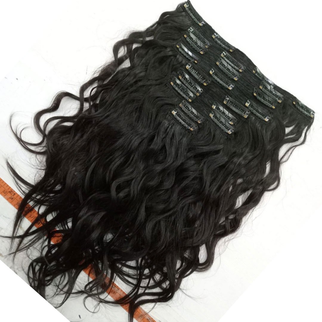 Clip in Human Hair Extensions 100% Virgin Hair 9 Pieces Clip in 220g Natural Black Indian Clip In Set Hair Extensions