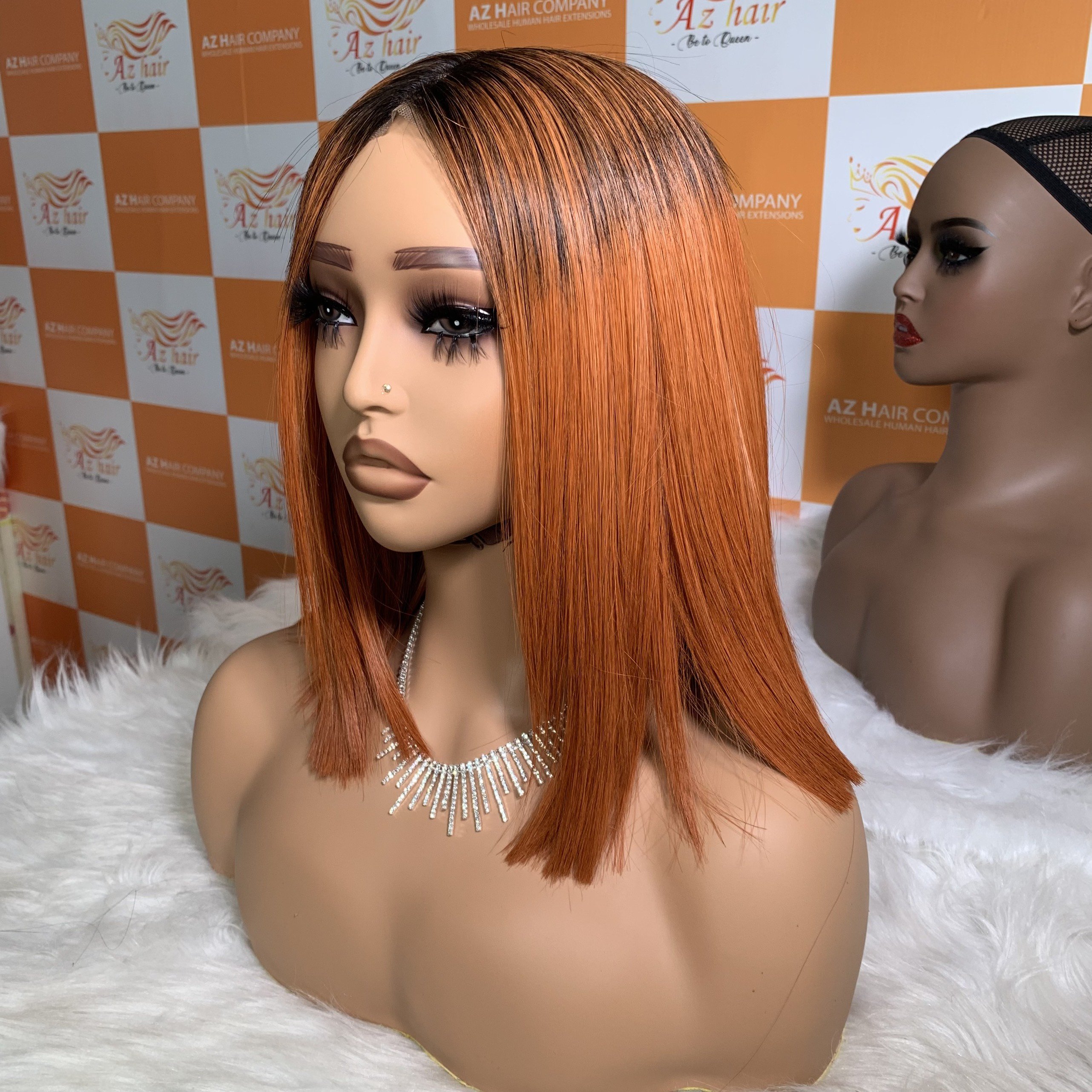 Wholesale Vietnamese Glueless Burn Orange Lace Closure Raw Wigs Vendors Bob Human Hair Extensions for Black Women