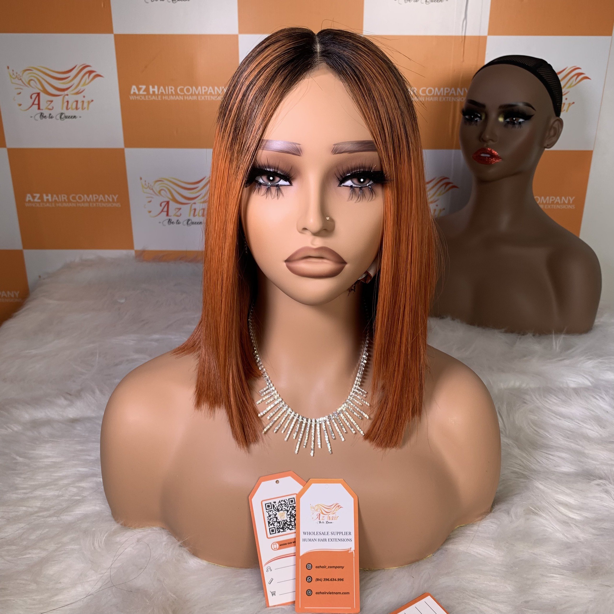 Wholesale Vietnamese Glueless Burn Orange Lace Closure Raw Wigs Vendors Bob Human Hair Extensions for Black Women