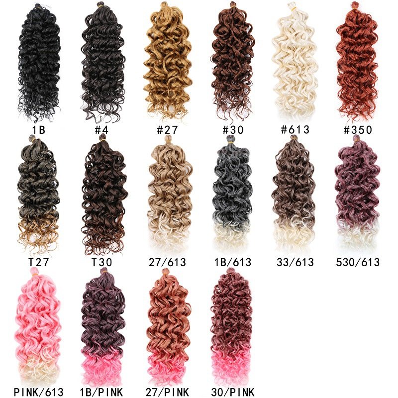 Synthetic Hair Fiber Wig Crochet Hair Extensions Hawaii Ocean Deep Wave Braiding Hair Wigs