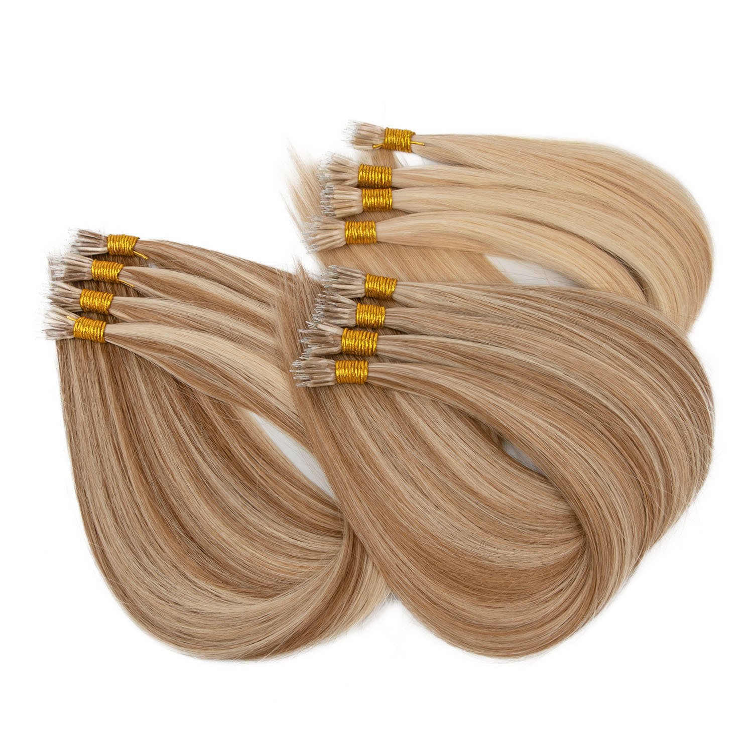 Russian Nano Ring 100 Remy Human Hair Blonde Double Drawn Nano Tip Human Hair Extensions