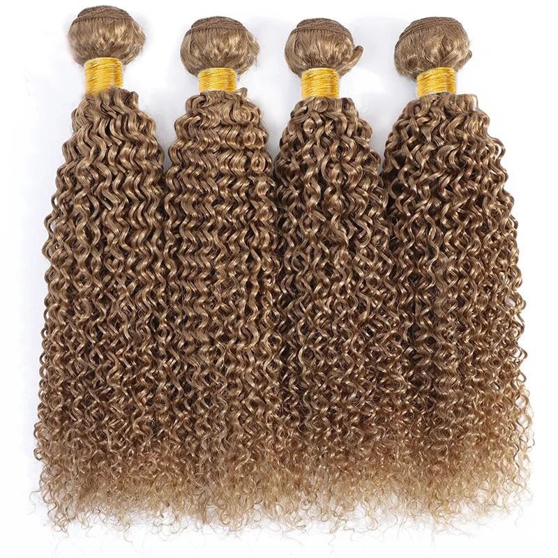 Kinky Curly Bundles 27# Honey Blonde Human Hair Extensions Weave 100% Cuticle Aligned Virgin Hair Bundles Extensions