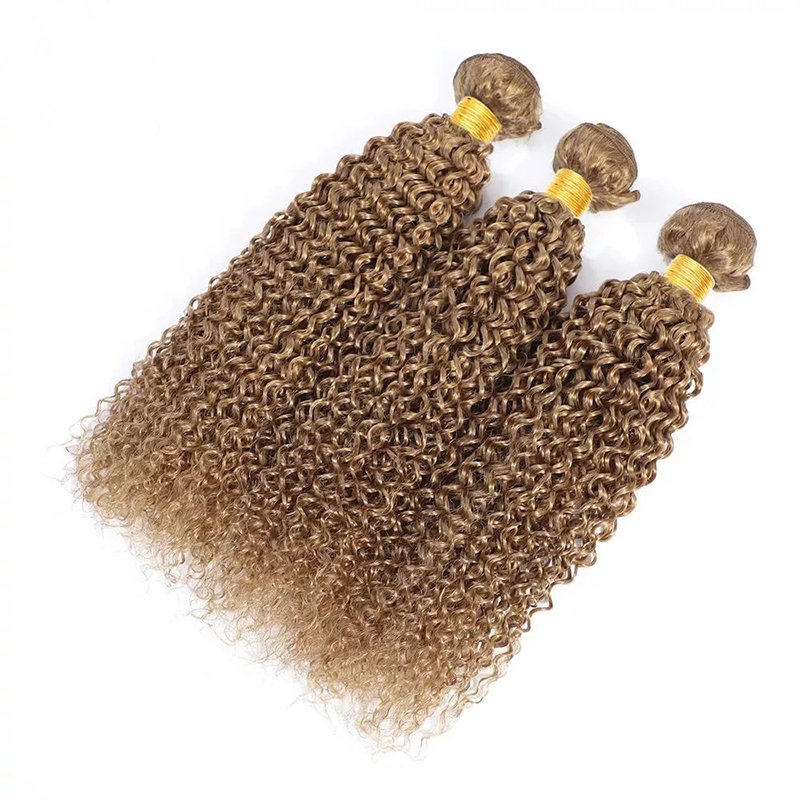 Kinky Curly Bundles 27# Honey Blonde Human Hair Extensions Weave 100% Cuticle Aligned Virgin Hair Bundles Extensions