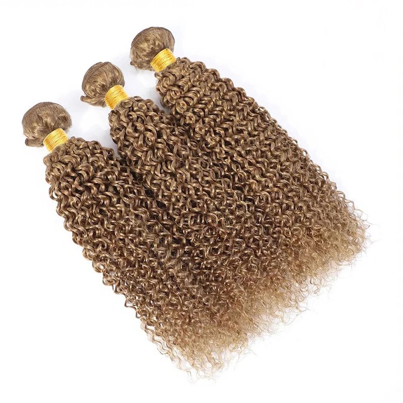 Kinky Curly Bundles 27# Honey Blonde Human Hair Extensions Weave 100% Cuticle Aligned Virgin Hair Bundles Extensions