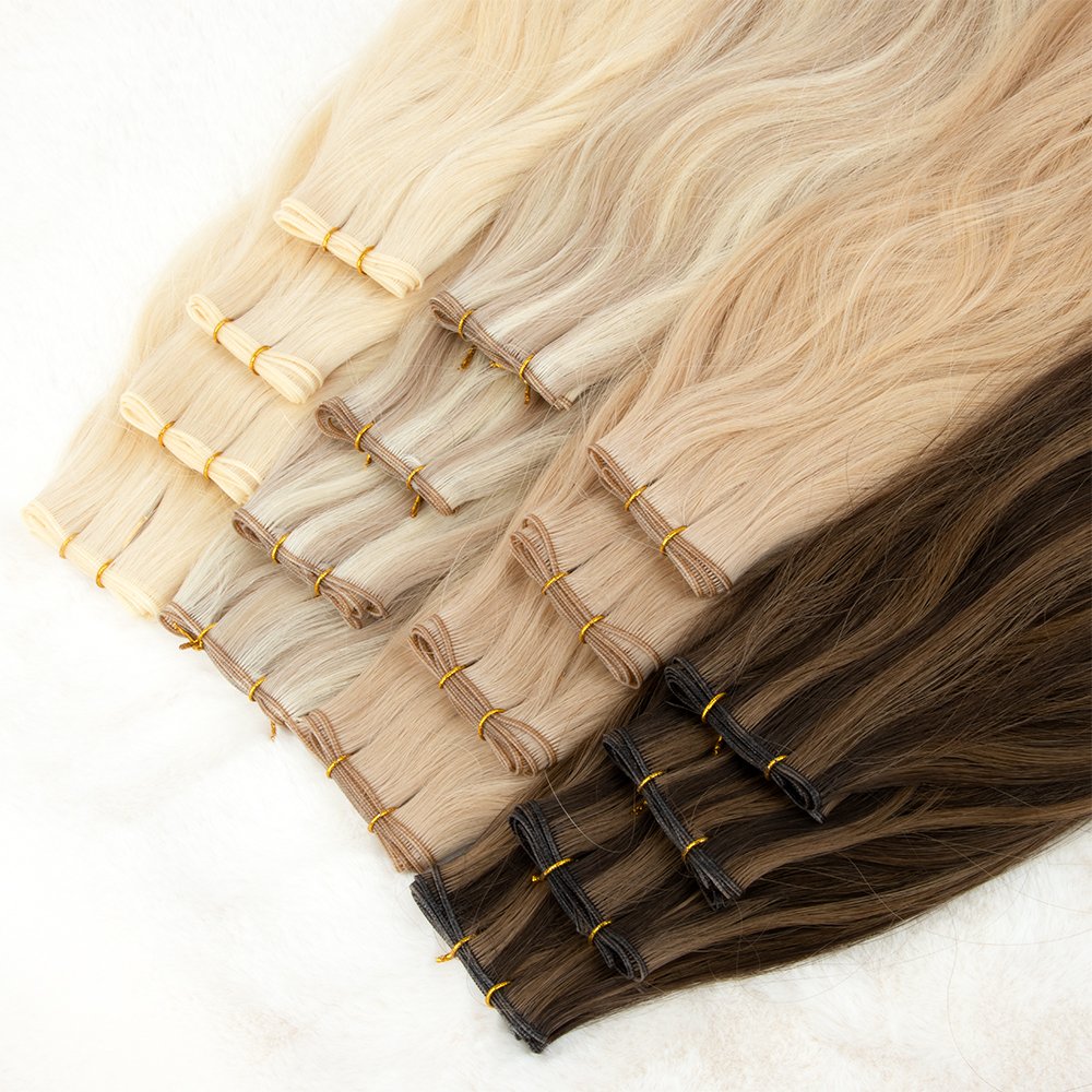 Luxury Hair Extension Genius Weft Balayage Color Double Drawn Genius Weft Human Hair Extensions