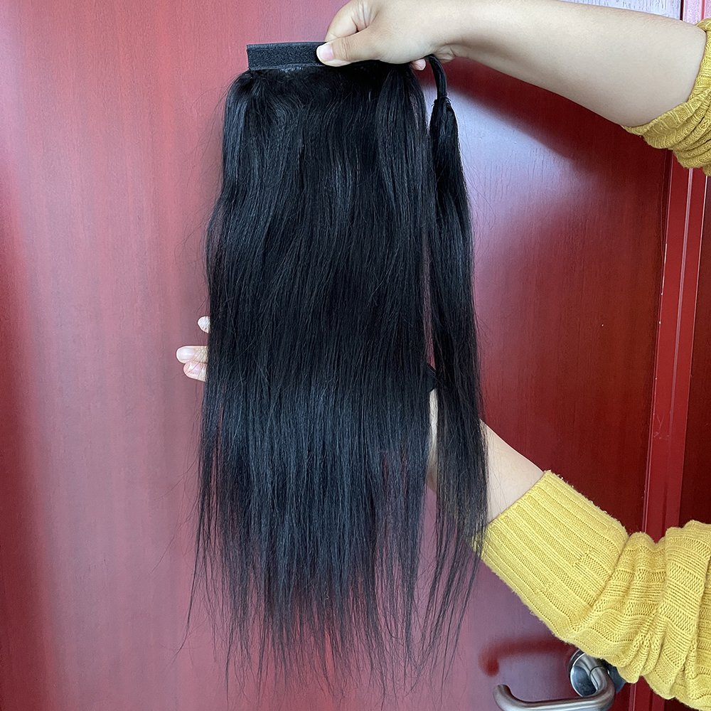 wrap around ponytail China oem human hair, Wholesale China 100 virgin hair yaki ponytail hair extensions on sale