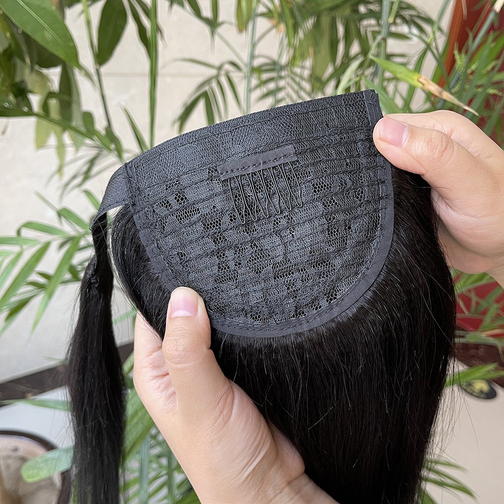 wrap around ponytail China oem human hair, Wholesale China 100 virgin hair yaki ponytail hair extensions on sale