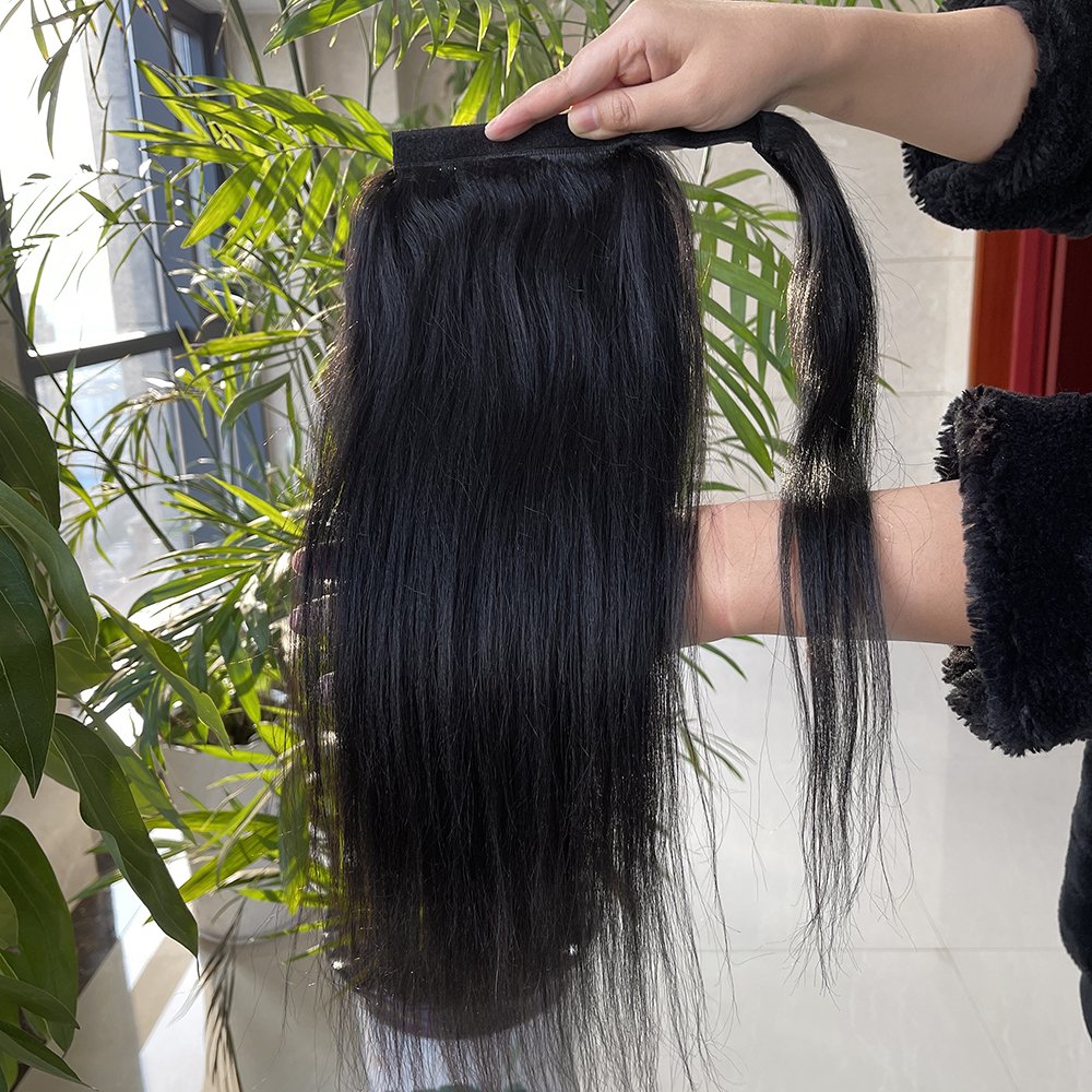 wrap around ponytail China oem human hair, Wholesale China 100 virgin hair yaki ponytail hair extensions on sale