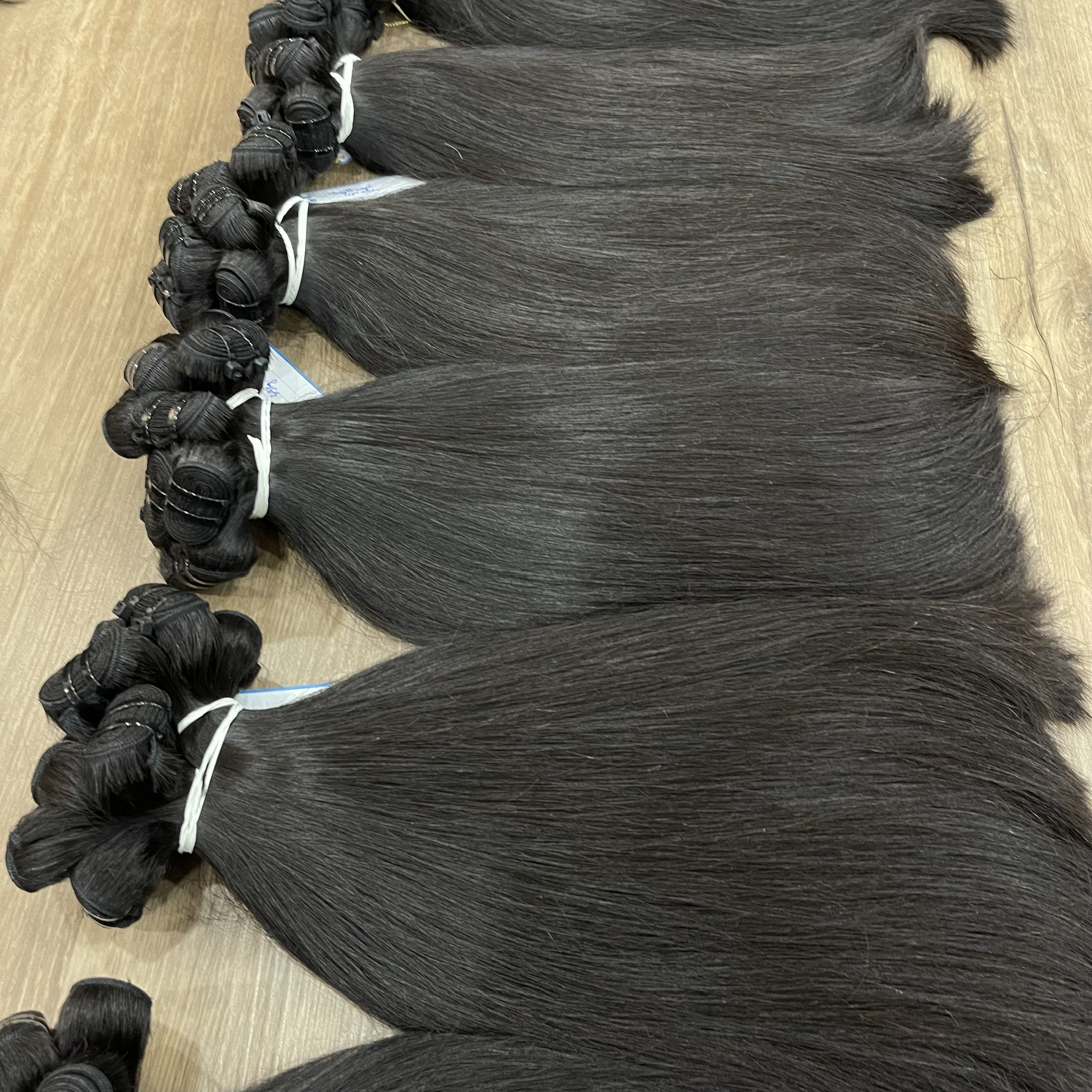 100% HUMAN HAIR Best Quality Super Double Drawn Straight Weft Natural Black Raw Vietnamese Human Hair Extensions