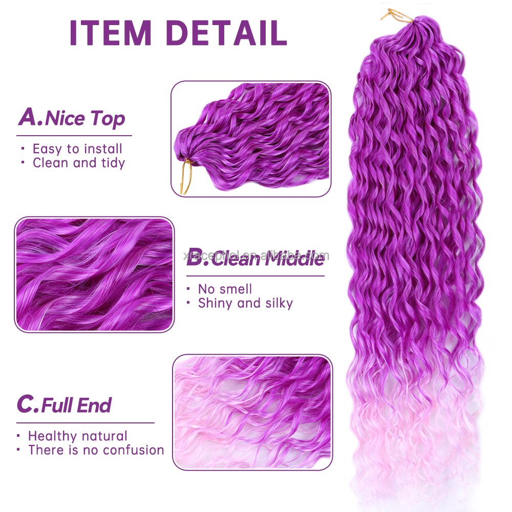 Wholesale Loose Deep Wave Braids 24inch Freetress Premium Curls Kinky Ocean Wave Braiding Hair Extensions