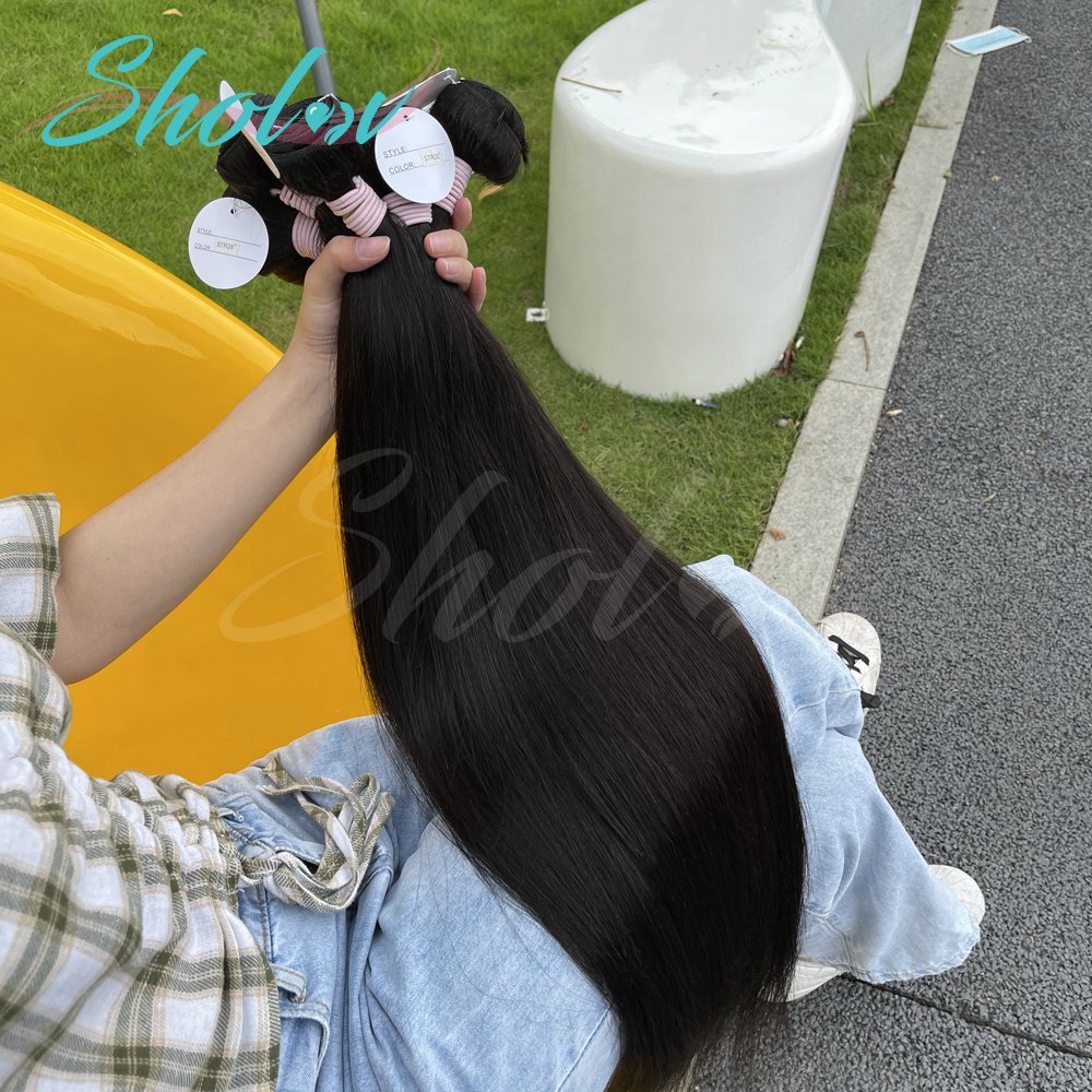 Wholesales Brazilian Hair Bundles Straight Human Hair Extension For Black Women Natural Color Bundles Remy Hair 18-22Inches