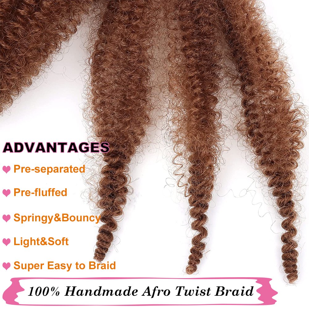 New Arrival Springy Afro Twist Hair Pre-Separated Spring Twist For #27 Marley Twist Crochet Braiding Synthetic Hair Extensions