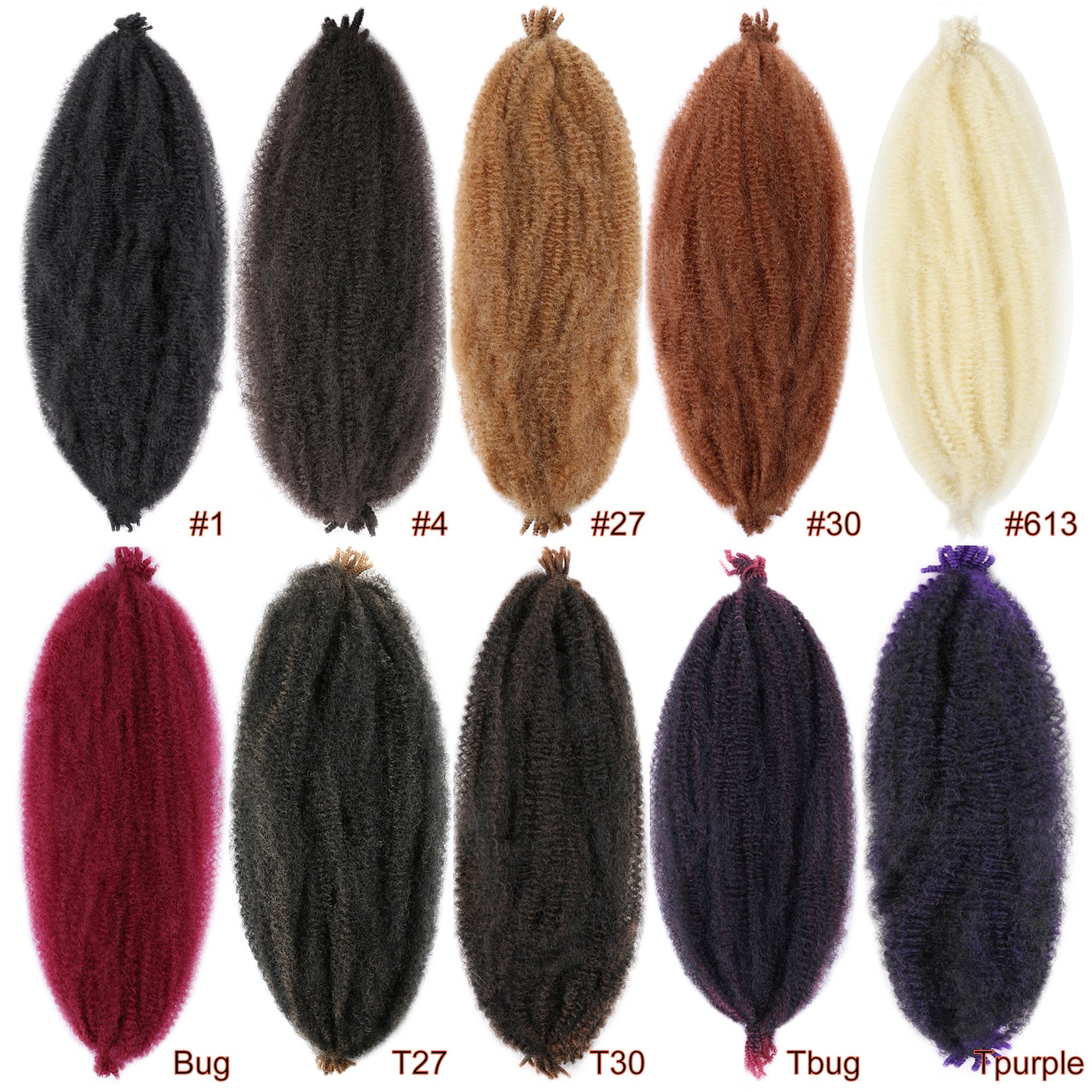 New Arrival Springy Afro Twist Hair Pre-Separated Spring Twist For #27 Marley Twist Crochet Braiding Synthetic Hair Extensions