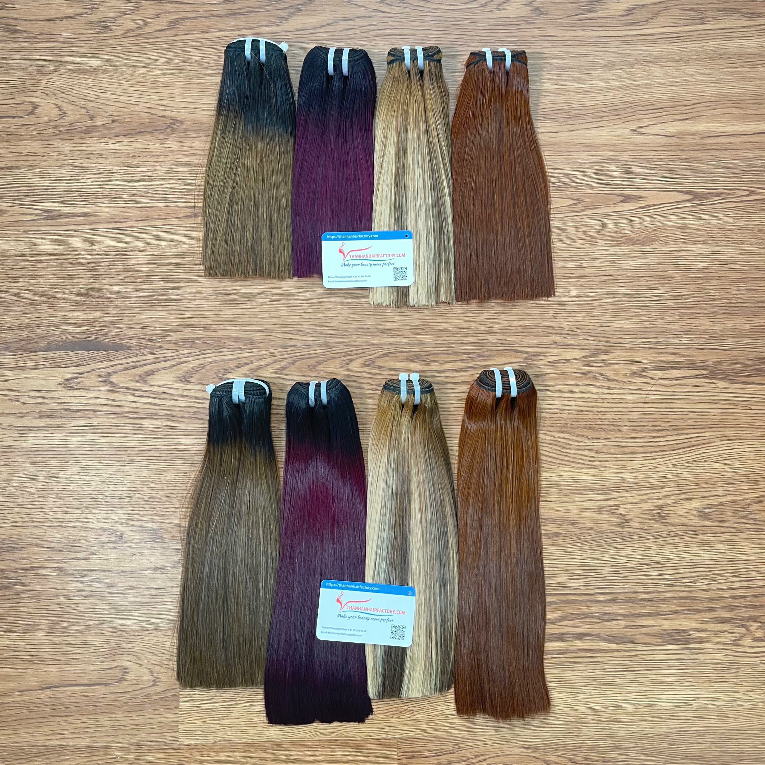 2024 Trending Premium Double-Drawn Bone Straight Vietnamese Hair Extensions 100% Raw Human Hair Style Wave Hair Color 1B