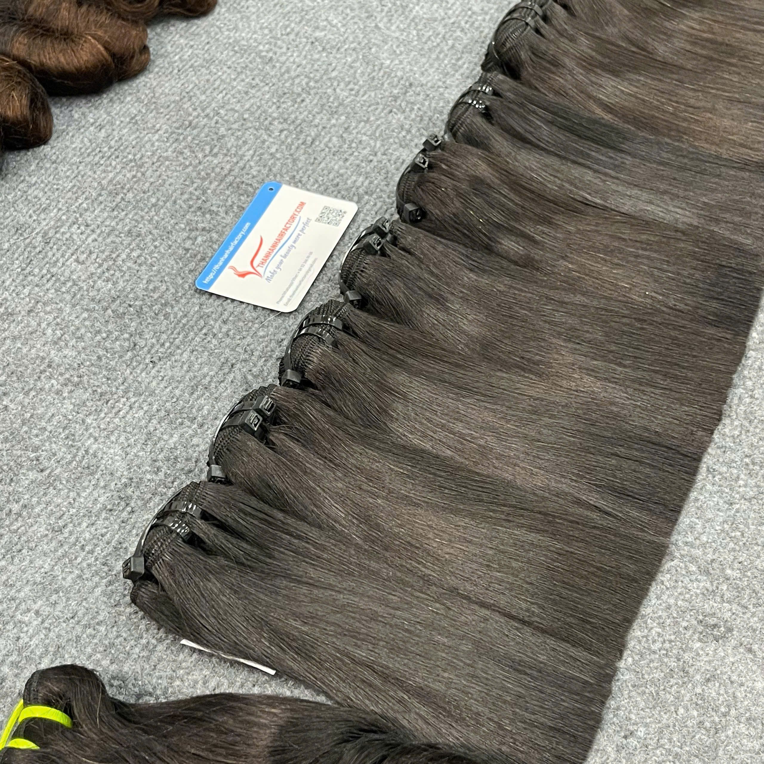2024 Trending Premium Double-Drawn Bone Straight Vietnamese Hair Extensions 100% Raw Human Hair Style Wave Hair Color 1B