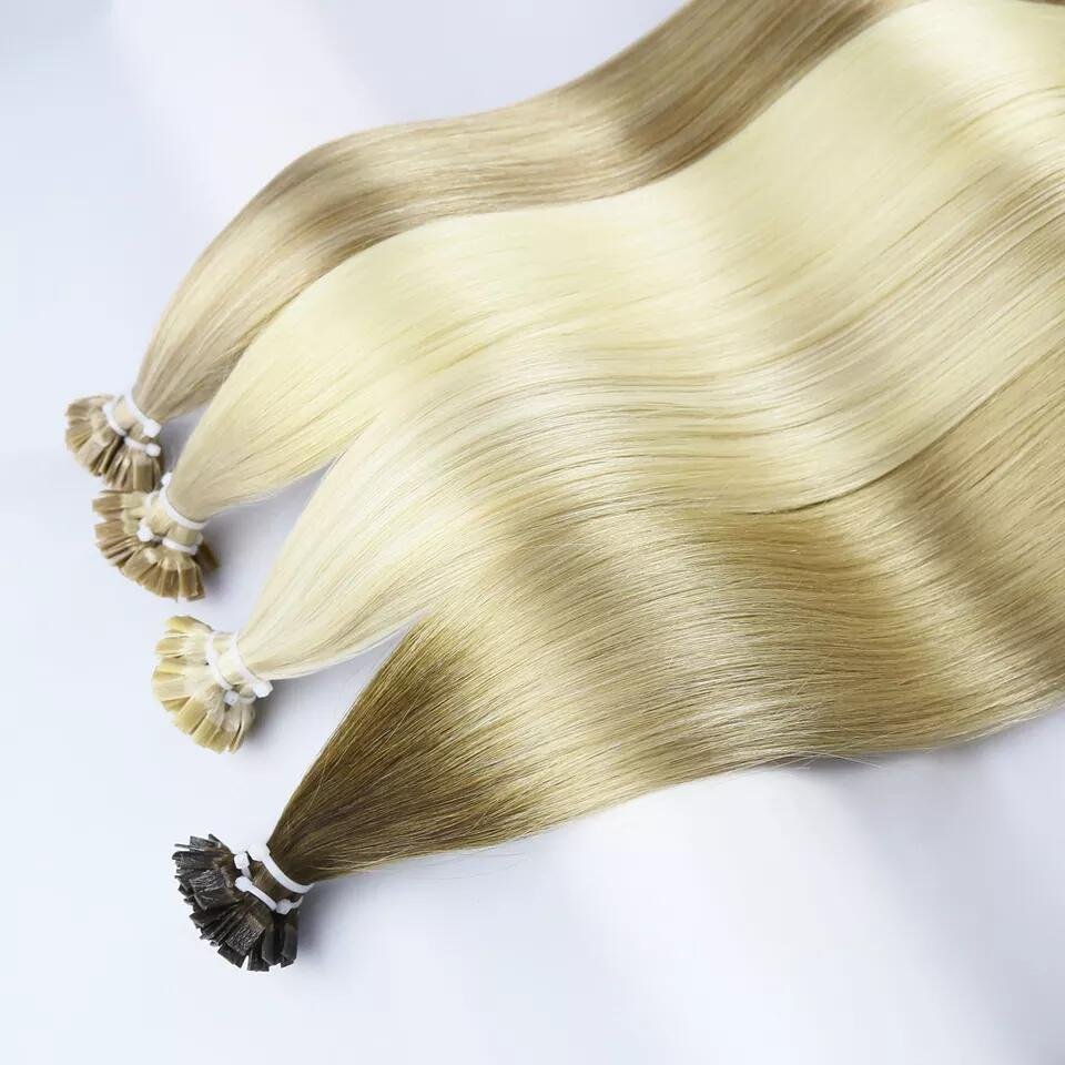 High Quality Italian Keratin Double Drawn Russian 100% Virgin Remy Keratin Flat Tip Human Hair Extension