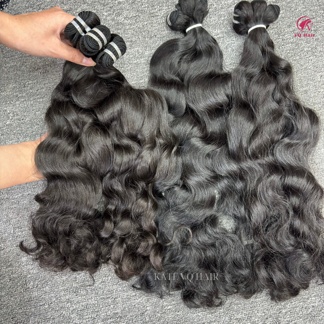 Best Quality Raw Natural Wave Bundle Raw Hair Wavy with Cuticle Aligned Raw Vietnamese Hair for Human Hair Extensions