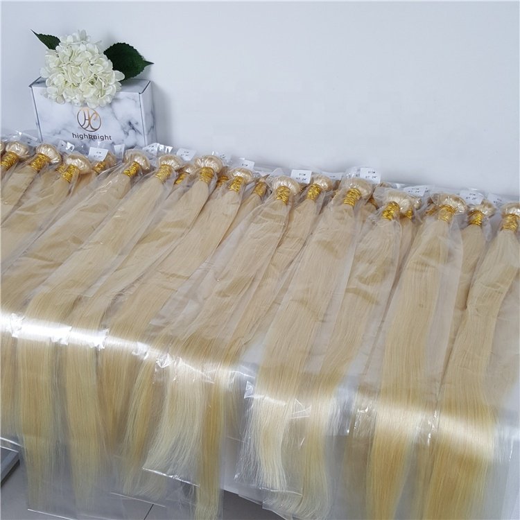 Russian 613 Blonde Virgin Hair Bundle Raw Virgin Cuticle Aligned 613 Human Hair Bundles With Frontal