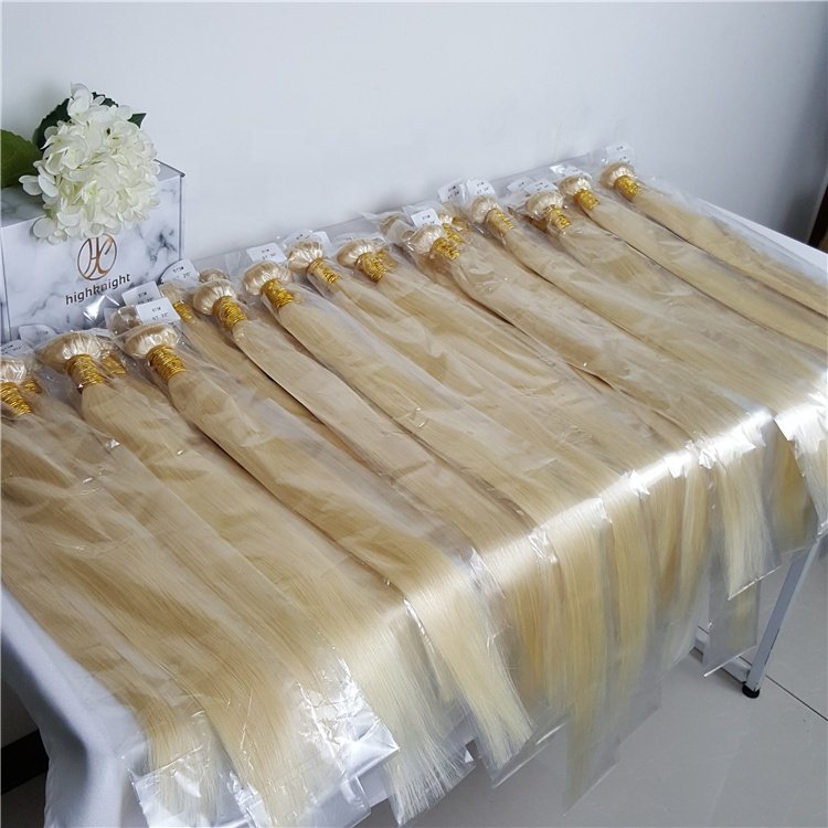 Russian 613 Blonde Virgin Hair Bundle Raw Virgin Cuticle Aligned 613 Human Hair Bundles With Frontal