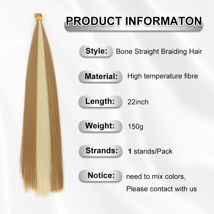 Julianna Wholesale 22inch 150g Synthetic Smooth Crochet Heat Resistant Hair Bulk Extensions Silky Bone Straight Braiding Hair