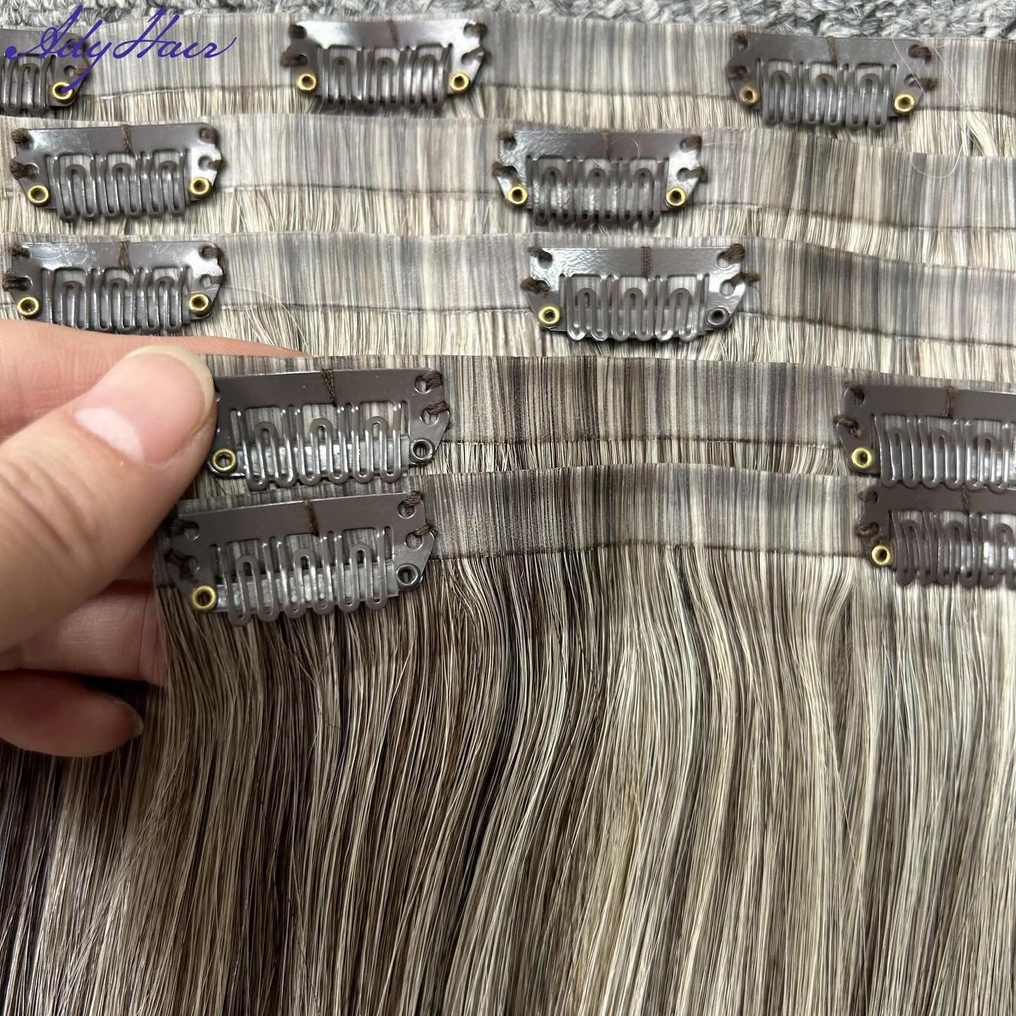 Invisible Seamless Clip In Hair Double Drawn 100% Raw Virgin Natural Remy Human Hair Clip In 100% Human Hair Extensions