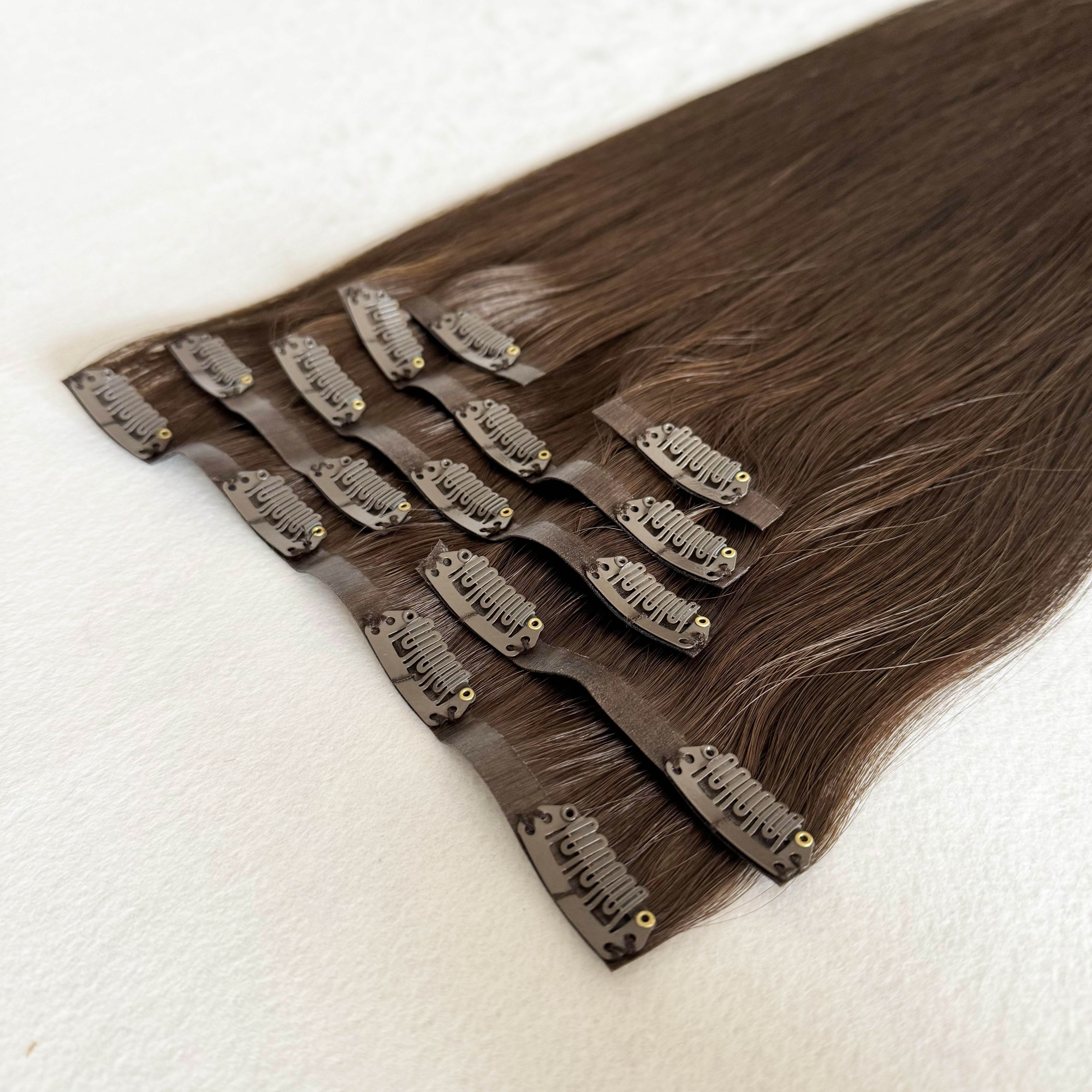 100% Remy Blunt Cut Natural Fringe Ash Brown Bangs Over Head On Extension Clip In Human Hair