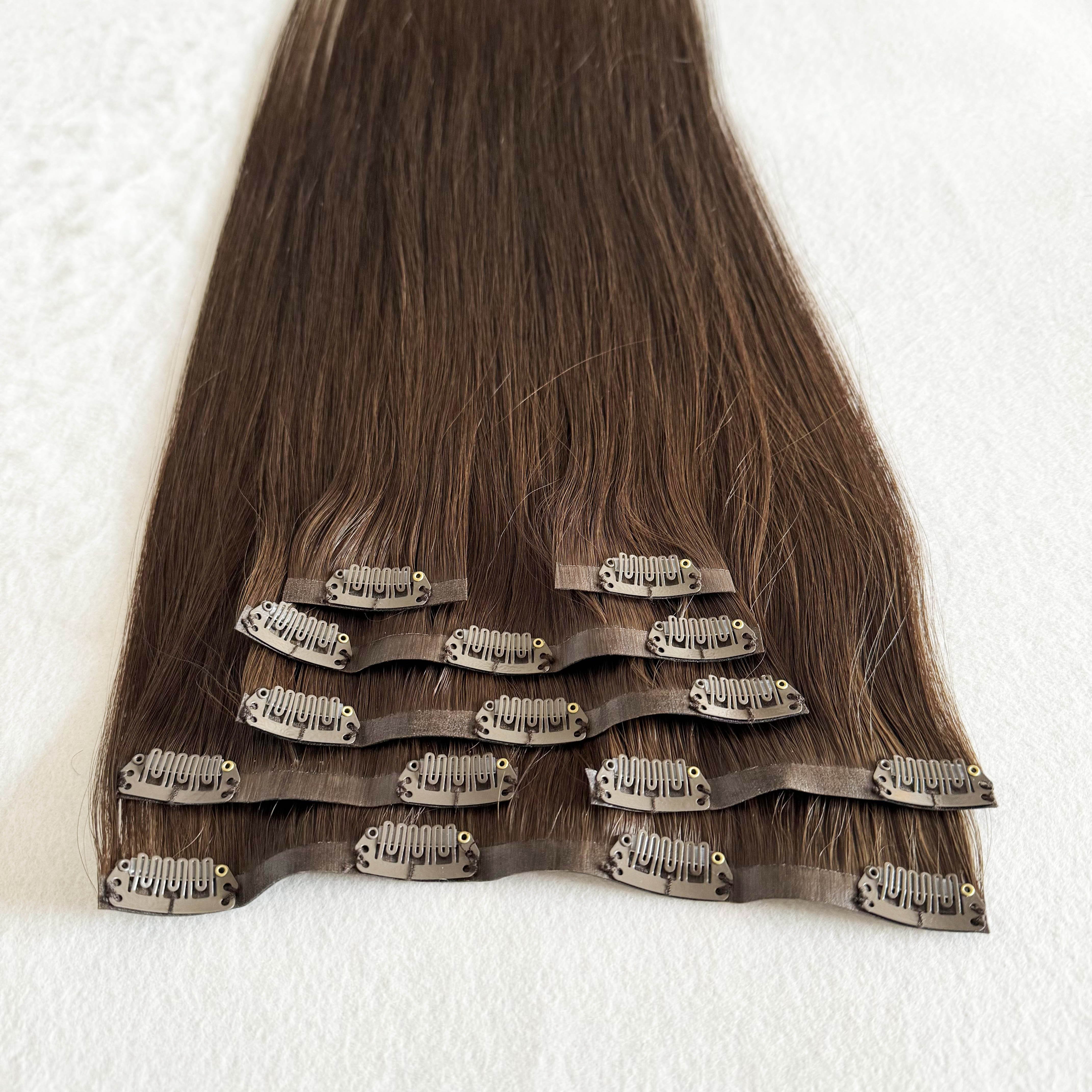 100% Remy Blunt Cut Natural Fringe Ash Brown Bangs Over Head On Extension Clip In Human Hair