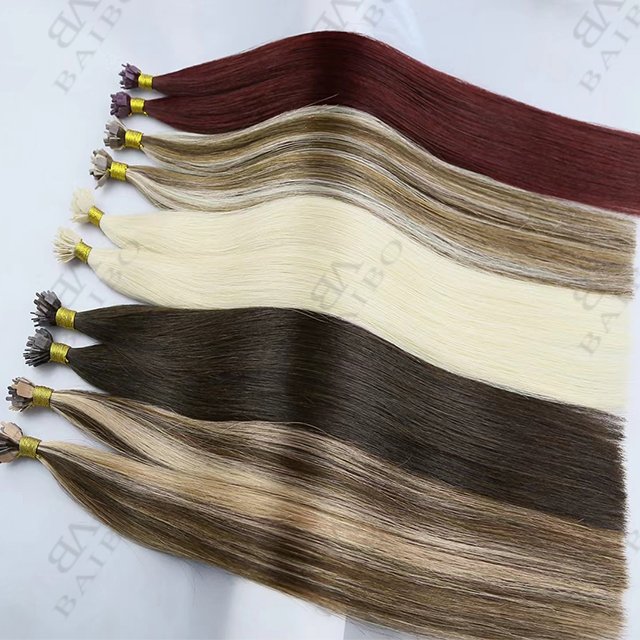 Top Quality Human Hair Extension Y-Tip Double Drawn Free Sample Hair y fan tip extension hair