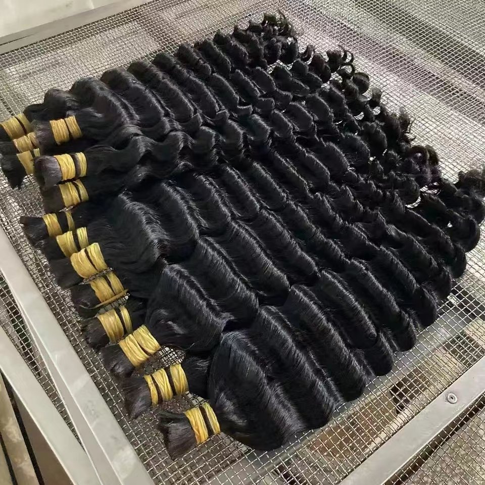 Wholesale real virgin Brazilian 100 wet and wavy human hair bulk for braiding no weft human hair extensions in bulk vendors