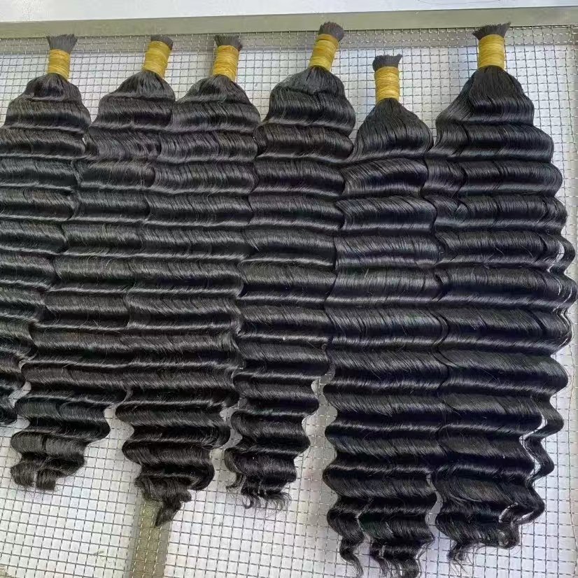 Wholesale real virgin Brazilian 100 wet and wavy human hair bulk for braiding no weft human hair extensions in bulk vendors