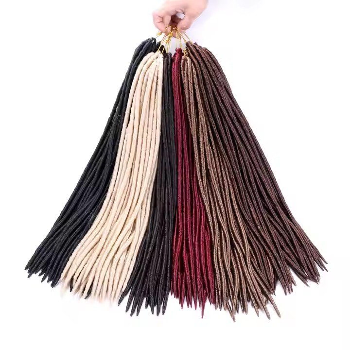 Braids Wholesale Factory Prices 18 inches 100g Soft Faux Dreadlock Straight Locs Hair Synthetic Crochet Braiding Hair Extensions