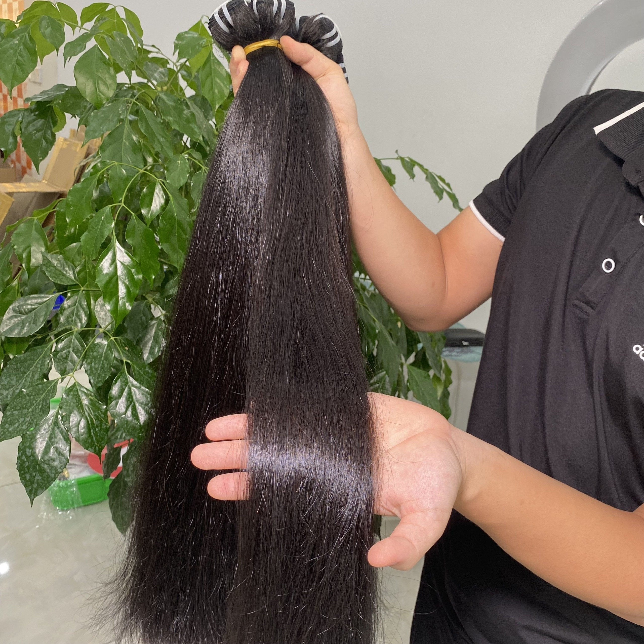 Ready To Ship Weft Hair Extensions Bone Straight 100% Raw Hair Virgin Hair Top Grade Pure Natural Straight Black Color Silky