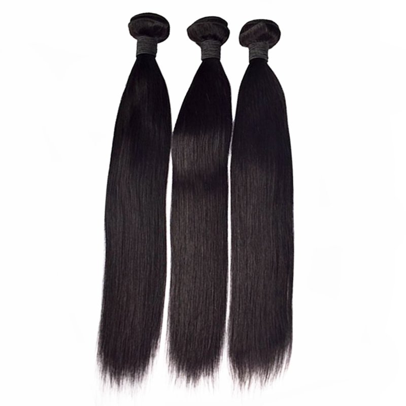 Wholesale Natural Black Double Machine Made Weft Straight Virgin Remy Hair Bundles Long Length Soft Human Hair Extensions