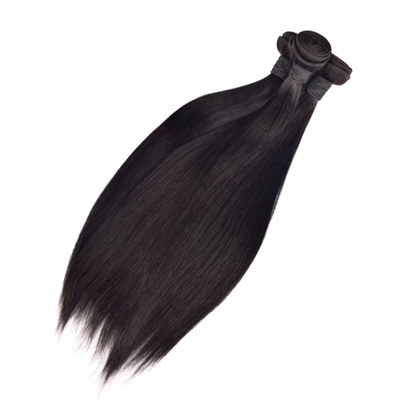 Wholesale Natural Black Double Machine Made Weft Straight Virgin Remy Hair Bundles Long Length Soft Human Hair Extensions