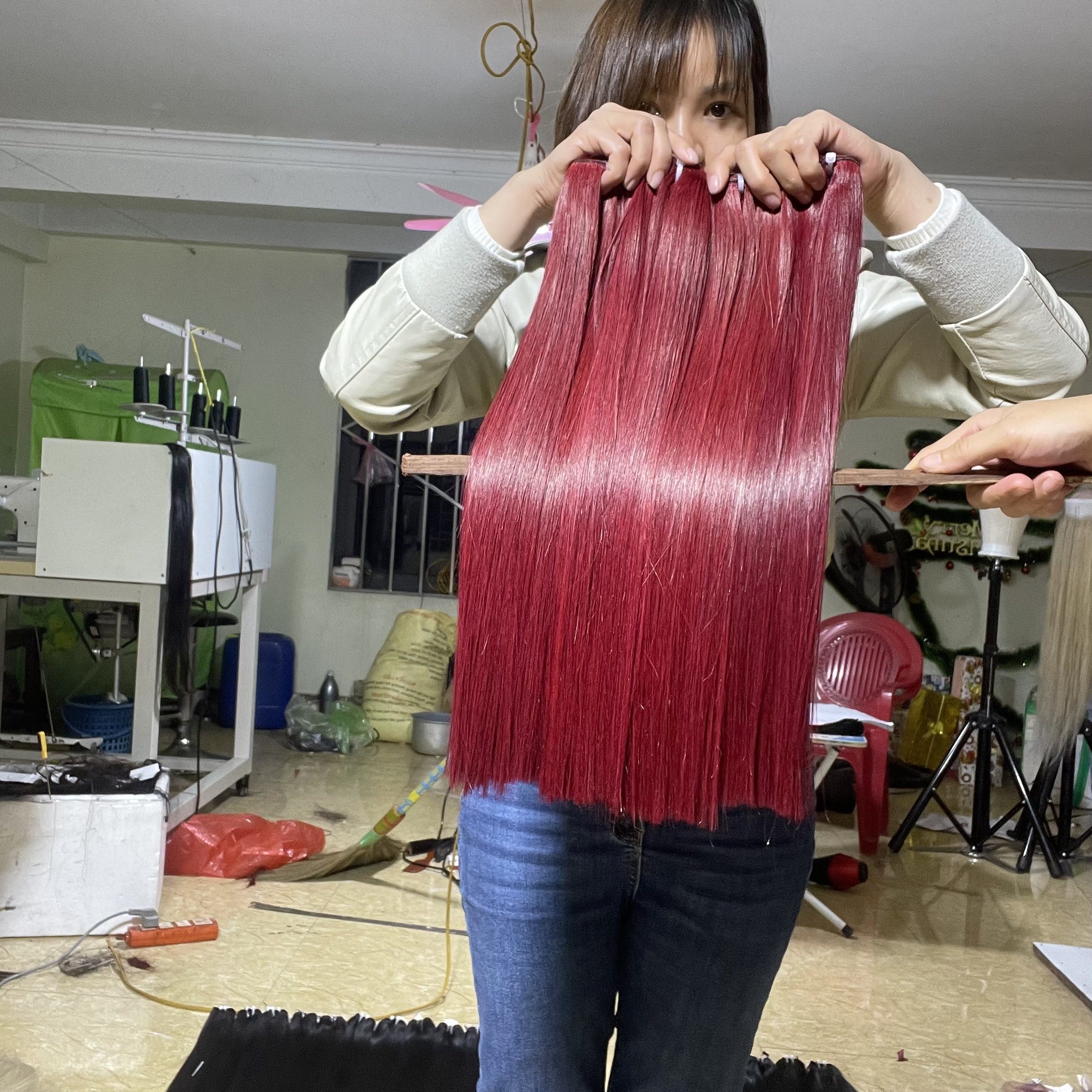 Wholesale Vietnamese Straight Hair 4 Bundles Deal 100G 1 Pack Human Hair Weave Bundles Non Remy Red/Black/Brown Hair Extension
