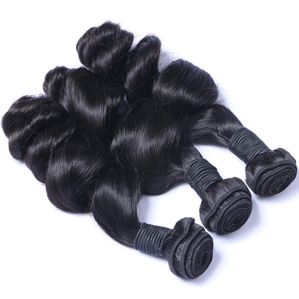 100% Virgin Human Hair Extension, Double Weft Loose Wave Remy Hair Extension Human Hair