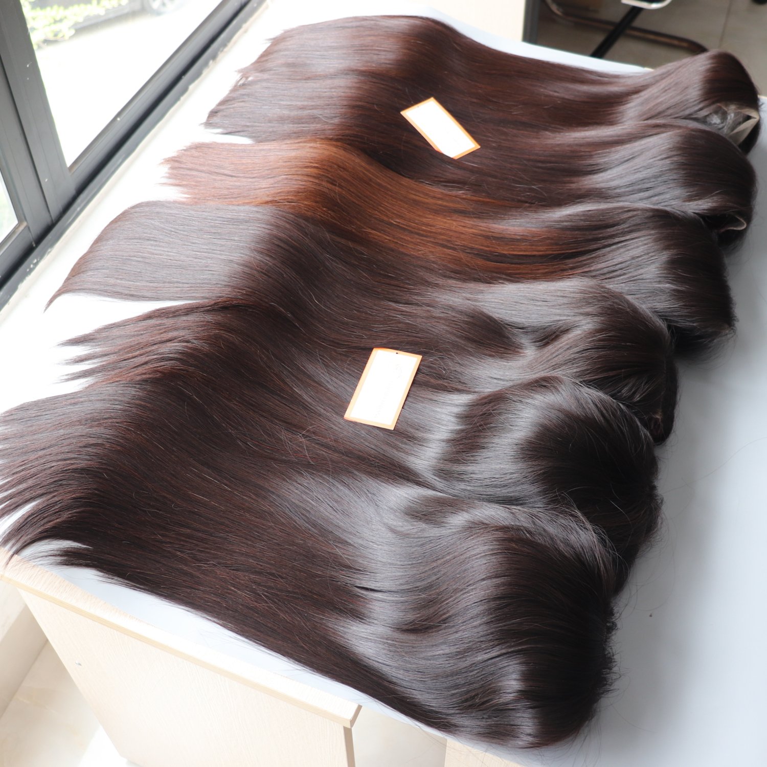 Top Quality Real Raw Super Double Drawn 100% Vietnamese Human Hair Extensions Wig Bone Straight Natural Black Color