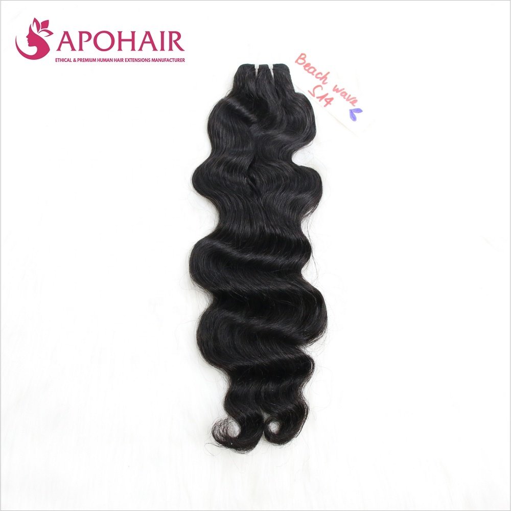 Premium Vietnamese Black Color Machine Weft Hair Extensions Human Hair Extensions Beach Wavy Hair Weft Machine