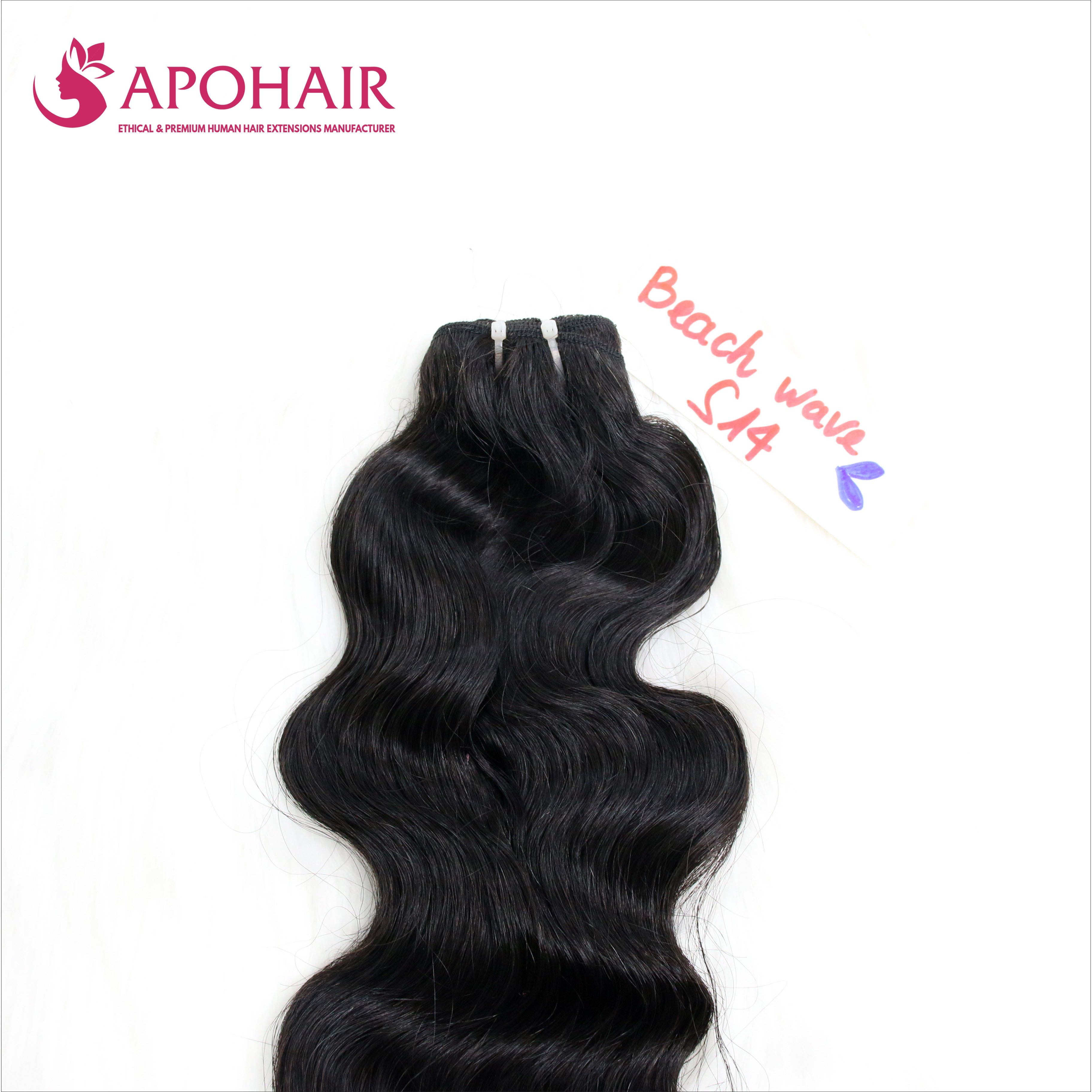 Premium Vietnamese Black Color Machine Weft Hair Extensions Human Hair Extensions Beach Wavy Hair Weft Machine