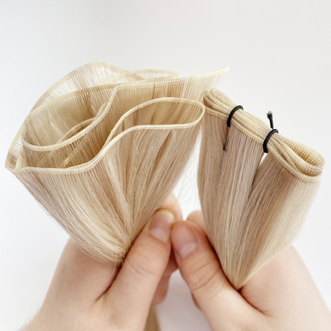 Genius Weft Hair Extensions Double Drawn Human Hair 100% Remy Virgin Russian Genius Blonde Color Human Hair